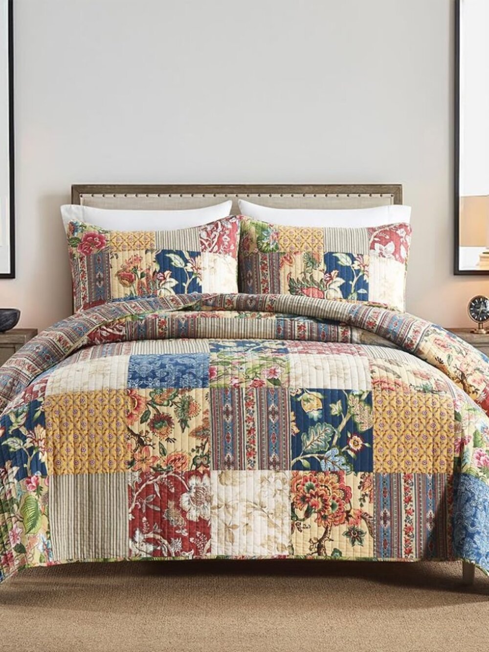 Cotton Bedspread Quilt Sets Reversible Bedding Coverlet Sets 3 Pieces Gorgeous R